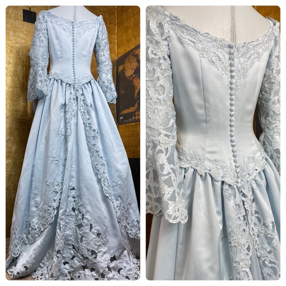 Mary's Bridal Dresses & Skirts - MARY’S Ice Blue Crystal Finished Lace Trimmed Gown